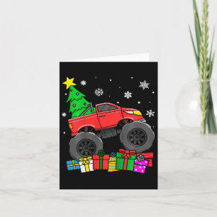 Kids Boys Monster Truck Christmas Tree Snowflakes Card