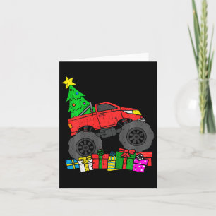 Kids Boys Monster Truck Christmas Tree Toddler Card