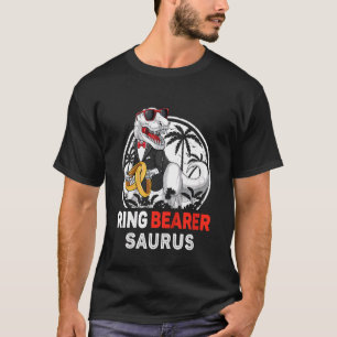 Kids Boys Ring Bearer Tux T Rex Wedding Ring Bear T-Shirt