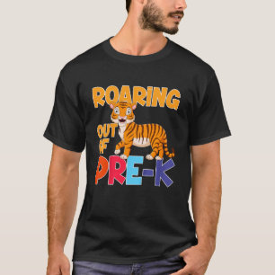 Kids Boys Roaring Out Of Pre K Graduation Tiger Pr T-Shirt
