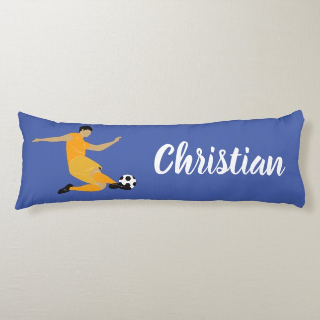 Kids Boys Room Soccer Ball Name Body Pillow (Front)