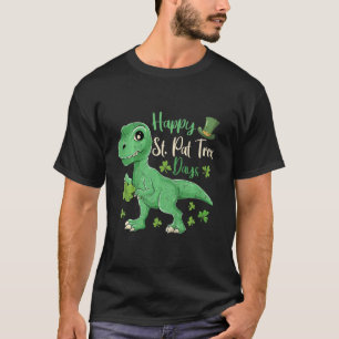 Kids Boys St Patricks Day Dinosaur Dino Saurus Iri T-Shirt