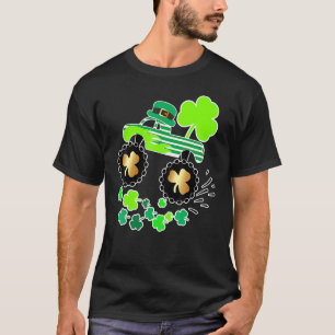 Kids Boys St Patricks Day Monster Truck Funny Lepr T-Shirt