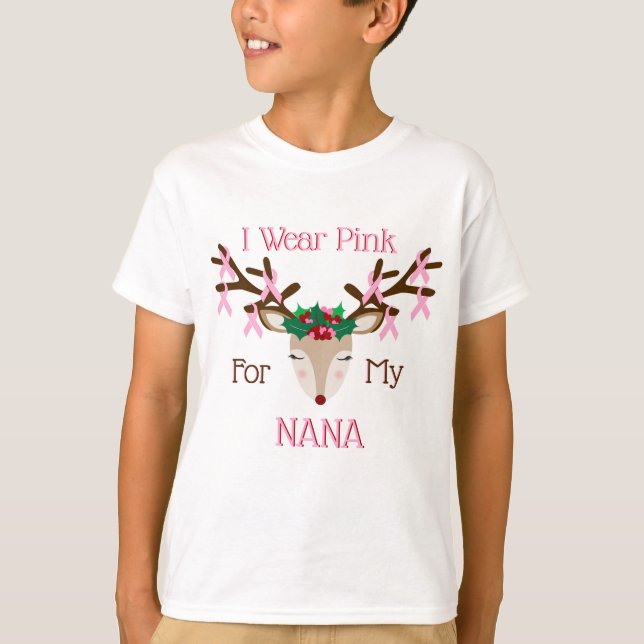 Kids Breast Cancer Awareness Christmas Shirt (Front)
