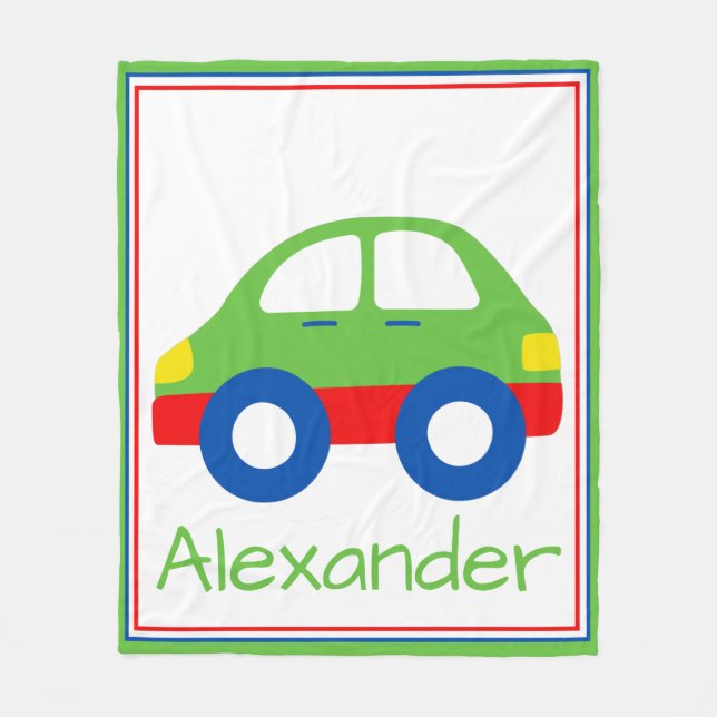 Kids Bright Toy Car Personalized Fleece Blanket (Front)