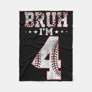 Kids Bruh 4th Birthday Bysebyll Bruh I'm 4 Year Ol Fleece Blanket