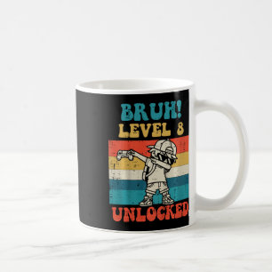 Kids Bruh Level 8 Unlocked Gamer Dab Retro 8th Bir Coffee Mug