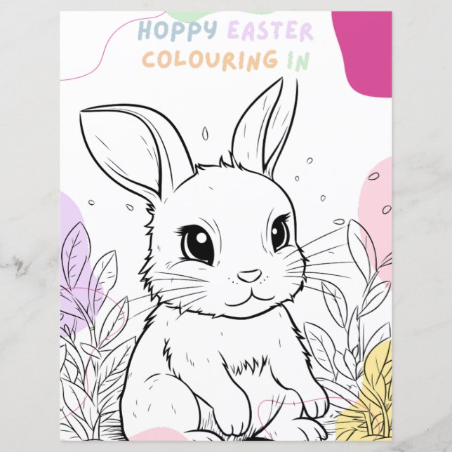 Kids Budget Easter Bunny Coloring In Activity (Front)