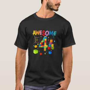 Kids Building Blocks Awesome at 4 Years Old 4th Bi T-Shirt