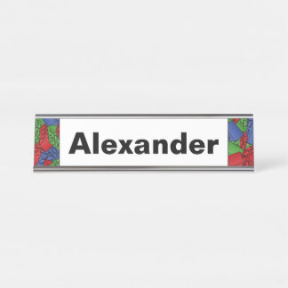 Kids Building Construction Blocks Collage Desk Name Plate