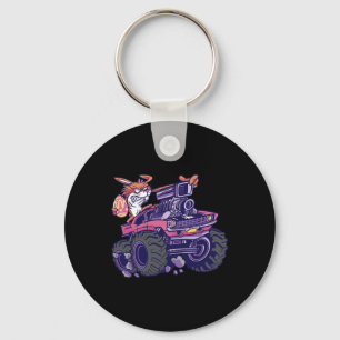 Kids Bunny Happy Easter Monster Truck Lovers Kids  Keychain