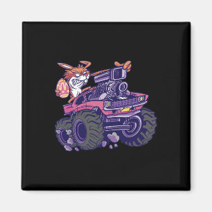 Kids Bunny Happy Easter Monster Truck Lovers Kids  Magnet