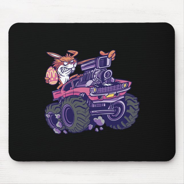 Kids Bunny Happy Easter Monster Truck Lovers Kids  Mouse Pad (Front)