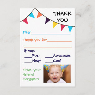 Kid's Bunting Custom - 3x5 Thank You Cards