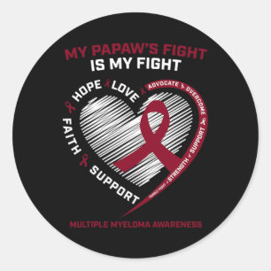 Kids Burgundy Blood Cancer Papaw Multiple Myeloma  Classic Round Sticker