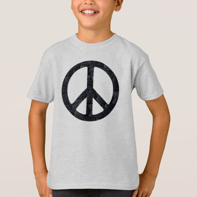 Kids Burnt Wood Peace Sign Shirt (Front)