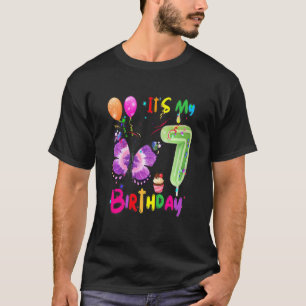 Kids Butterfly Birthday It's My 7th Birthday Girls T-Shirt