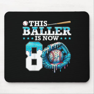 Kids Bysebyll Drip 8th Birthday Party Sport Fan Bo Mouse Pad