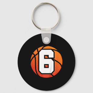 Kids Bysketbyll Birthday 6 Number Six Year Old Boy Keychain