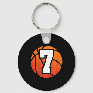 Kids Bysketbyll Birthday 7 Number Seven Year Old B Keychain