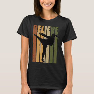 Kids Camouflage Retro Karate Motivating Believe Pr T-Shirt