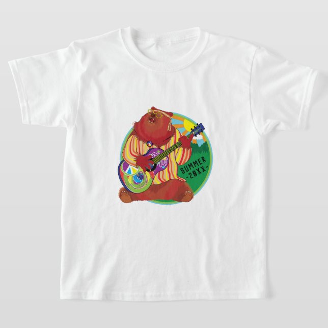 Kid's Camp T-Shirt Singing Bear Personalize (Laydown)