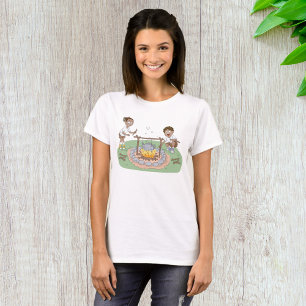 Kids Camping Trip Boy and Girl at Campfire T-Shirt