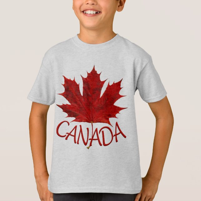 Kid's Canada Flag Sweatshirt Maple Leaf Kid's Shir T-Shirt (Front)