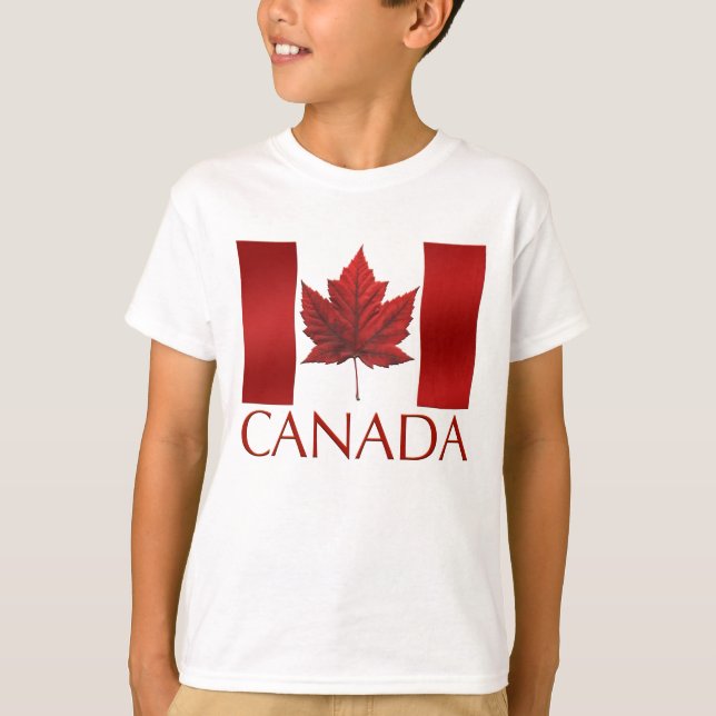Kid's Canada Flag Sweatshirt Maple Leaf Kid's Shir T-Shirt (Front)