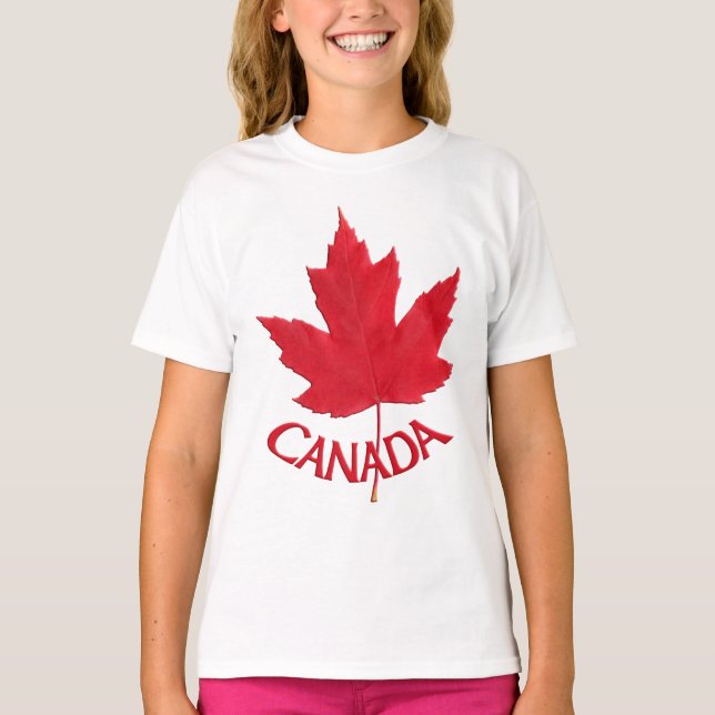 Kid's Canada Flag Sweatshirt Maple Leaf Kid's Shir T-Shirt (Front)