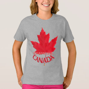 Kid's Canada T-shirt Custom Name Maple Leaf Shirt