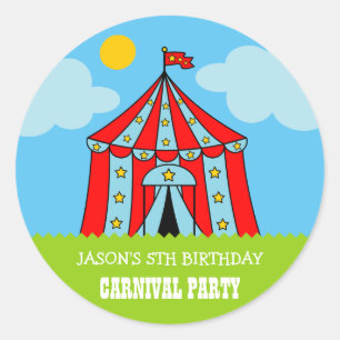 Kids carnaval circus Birthday party favour sticker