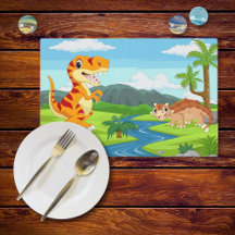 Kids Cartoon Dinosaurs Laminated Placemat