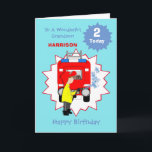 Kids Cartoon Fire-Fighter Truck Cute Birthday Card<br><div class="desc">Super cute cartoon firefighter and fire engine; such a fun and colourful design and easy to customize with a name,  age and message,  for that extra special touch at no extra cost.</div>