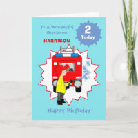 Kids Cartoon Fire-Fighter Truck Cute Birthday