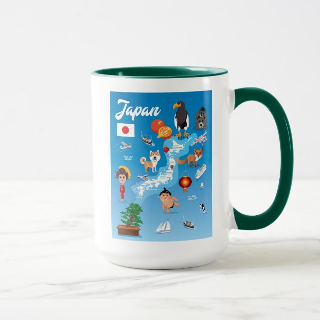 Kids Cartoon Map of Japan Mug (Right)