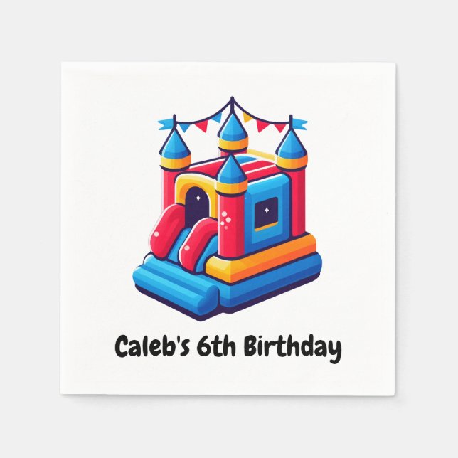 Kids Castle Party Bounce House Birthday Jump Party Napkin (Front)