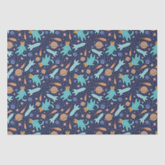Kids Cat Astronaut in Space Rocket Ship Planets Tissue Paper