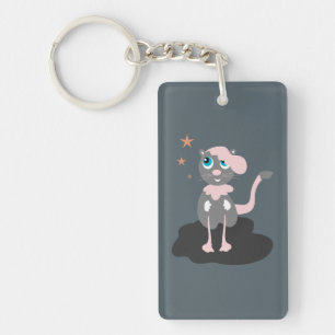 Kids Cat Illustration Cute Cartoon Kitty Keychain