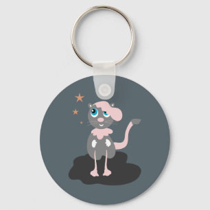 Kids Cat Illustration Cute Cartoon Kitty Keychain