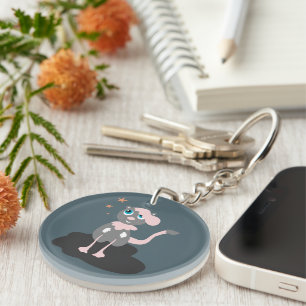 Kids Cat Illustration Cute Cartoon Kitty Keychain