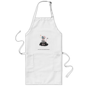 Kids Cat Illustration Cute Cartoon Kitty Long Apron