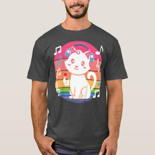 Kids Cat Music Headphones Anime Kawaii T-Shirt