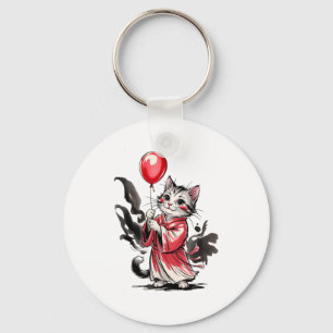 Kids Cat Painting Art Balloon Artist Fortune Life Keychain