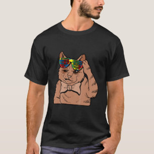 Kids Cat With Glasses Autism Awareness Cute Puzzle T-Shirt