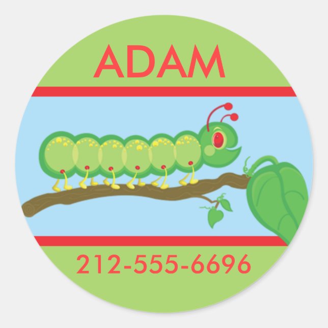 Kids Caterpillar ID Badge Classic Round Sticker (Front)