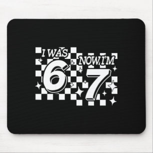 Kids Checkered I Was 6 Now Im 7 Birthday Seven Yea Mouse Pad