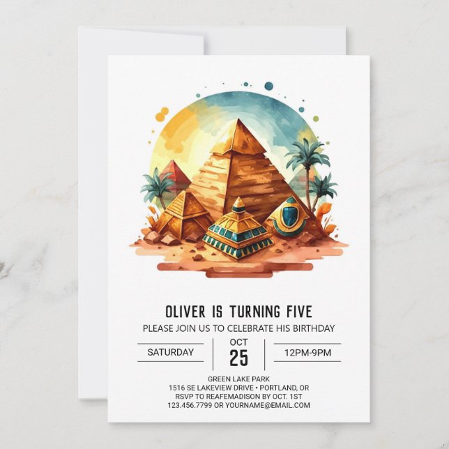 Kids Chic Custom Pyramids Birthday Invitation (Front)