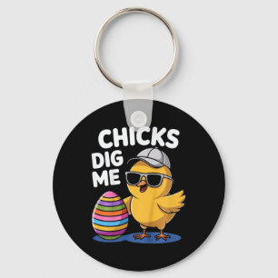 Kids Chicks Dig Me Easter Boys Keychain