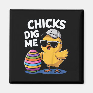 Kids Chicks Dig Me Easter Boys Magnet
